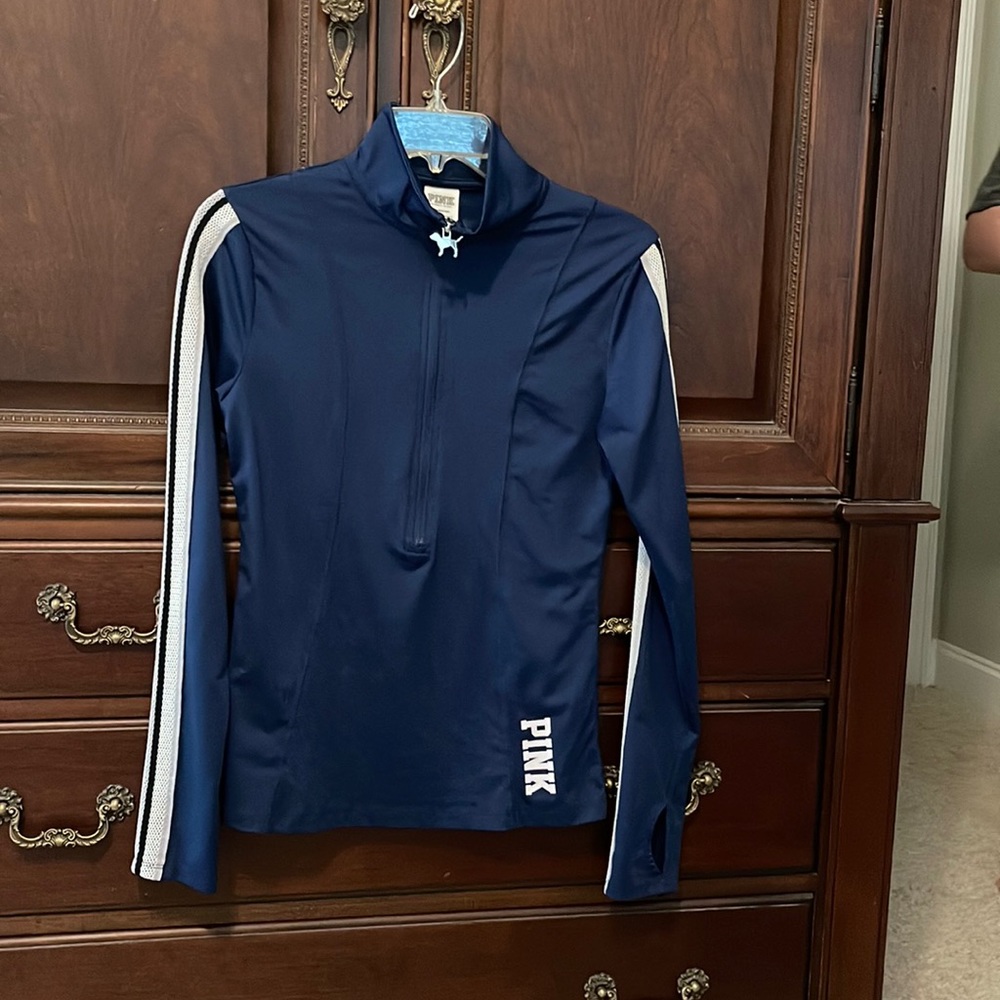 Pink Jacket, Small, Navy & White